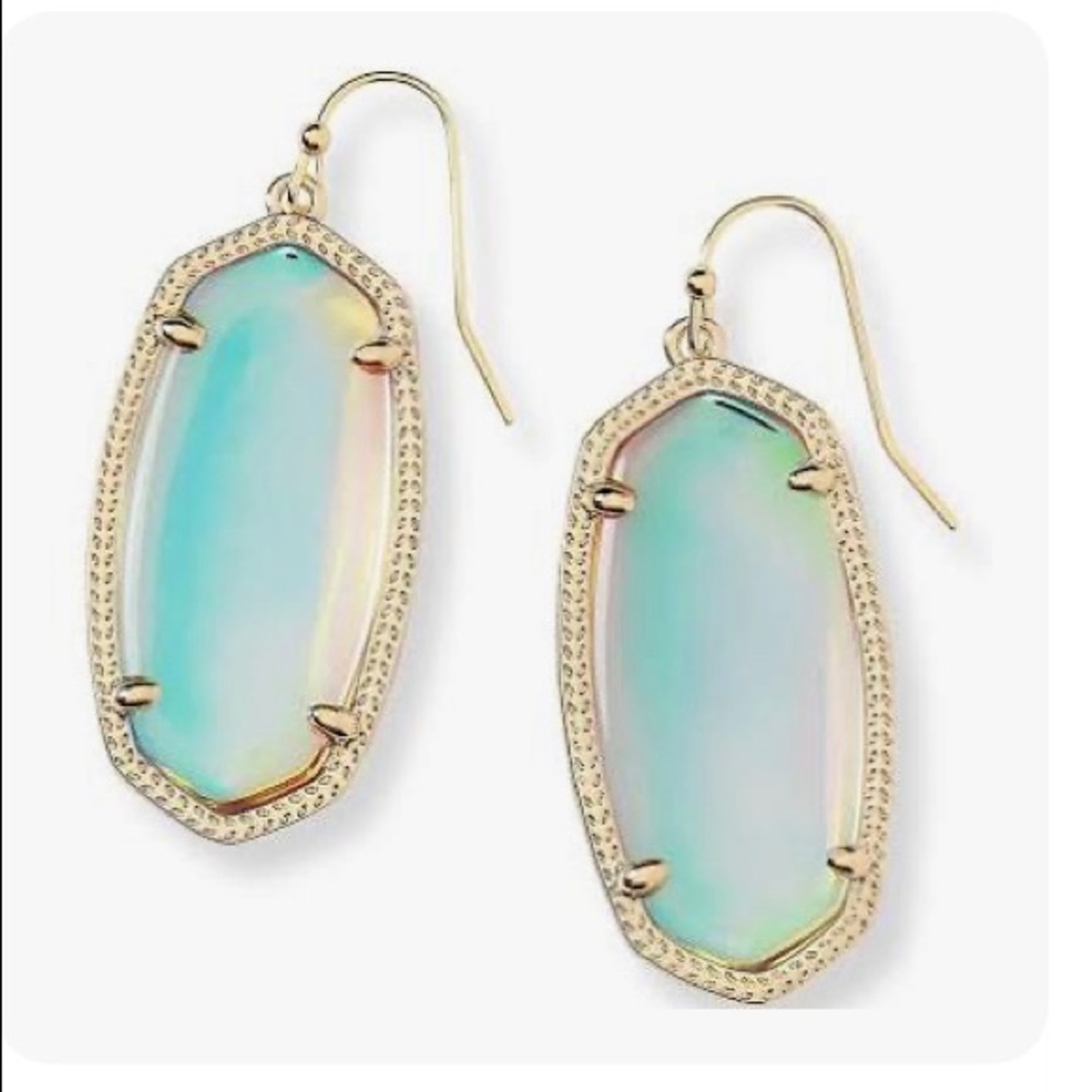 Elle Gold Drop Earrings In Dichroic Glass